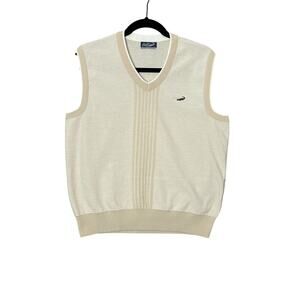 Original Crocodile Stripped Knit Sleeveless Sweater Vest Size Small Golf Preppy